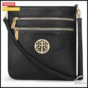 Multi Pocket Crossbody Bag Vegan Leather Adjustable Strap Travel Essential Chic